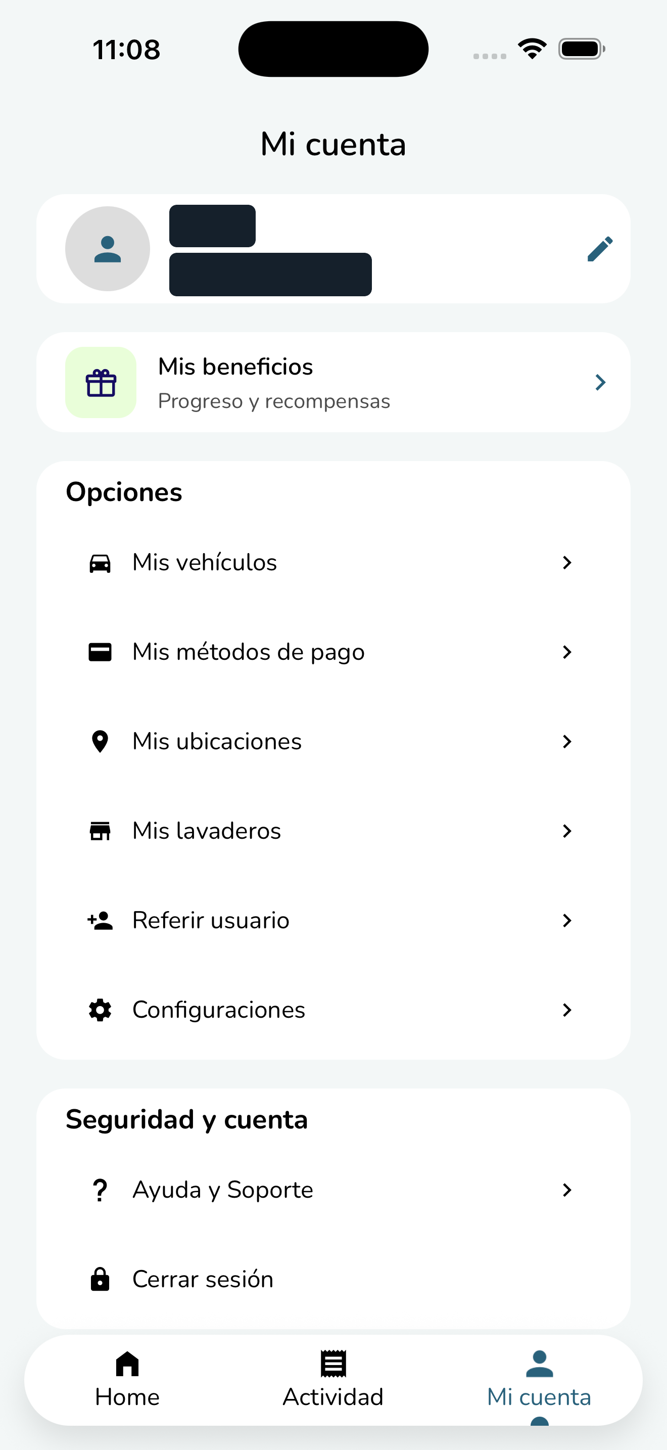 Pantalla Mi cuenta de Bubl con la opción Ayuda y Soporte
